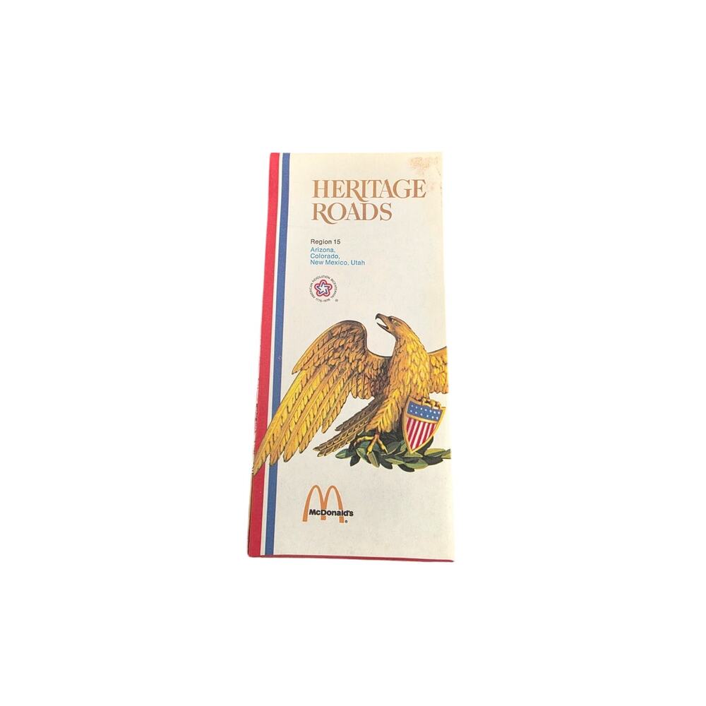Vintage 1976 McDonald’s Heritage Roads Region 15 Map AZ CO NM UT Bicentennial